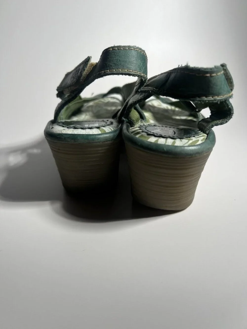 Fly London Leather Slip On Wedge Shoes Olive Green Women’s EU 37 US 6